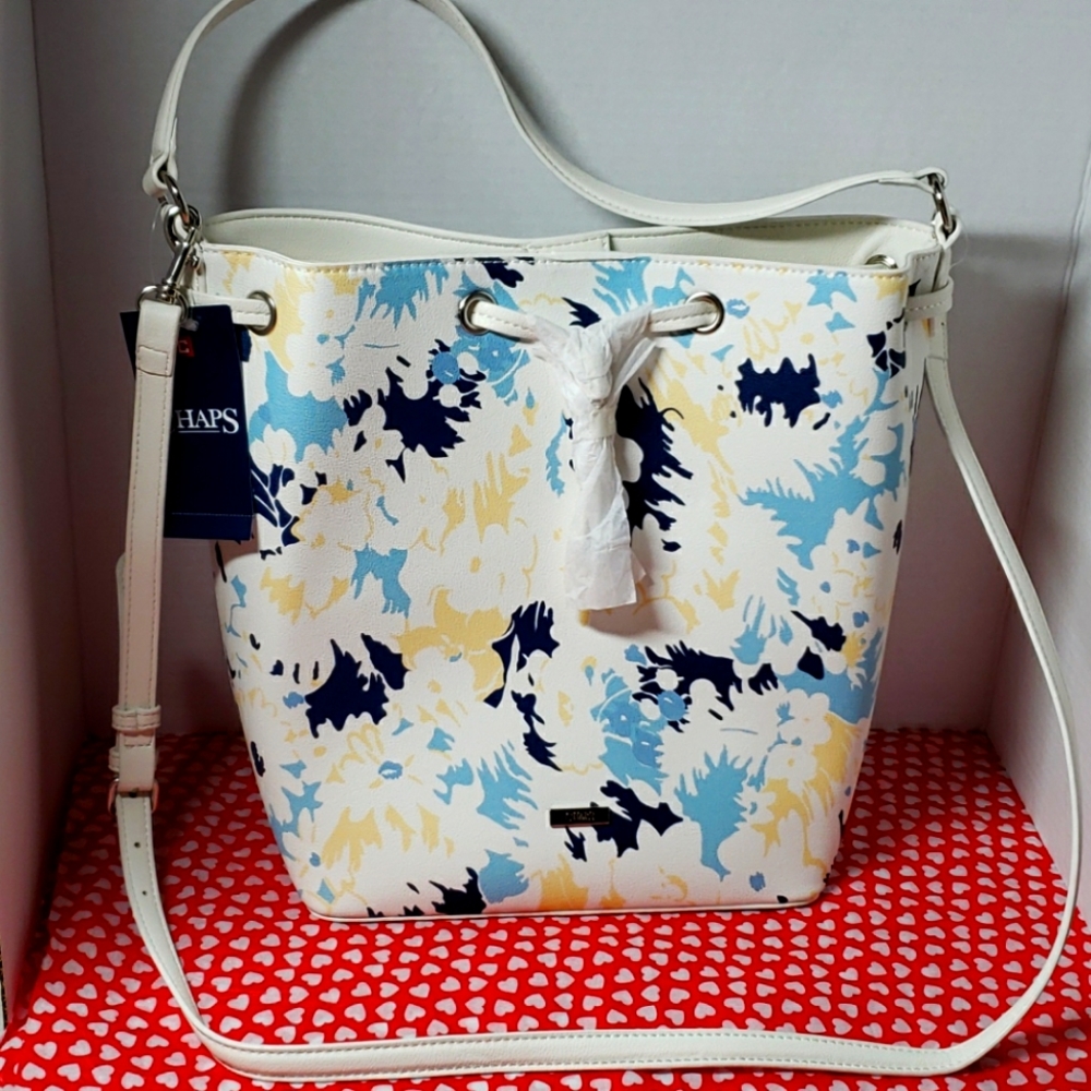 CHAPS Blue Floral Crossbody Tote,NWT